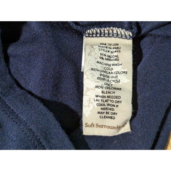 SOFT‎ SURROUNDINGS Stretch jersey Layered Indeevar Tunic blue Bohemian Top Small - Picture 9 of 10